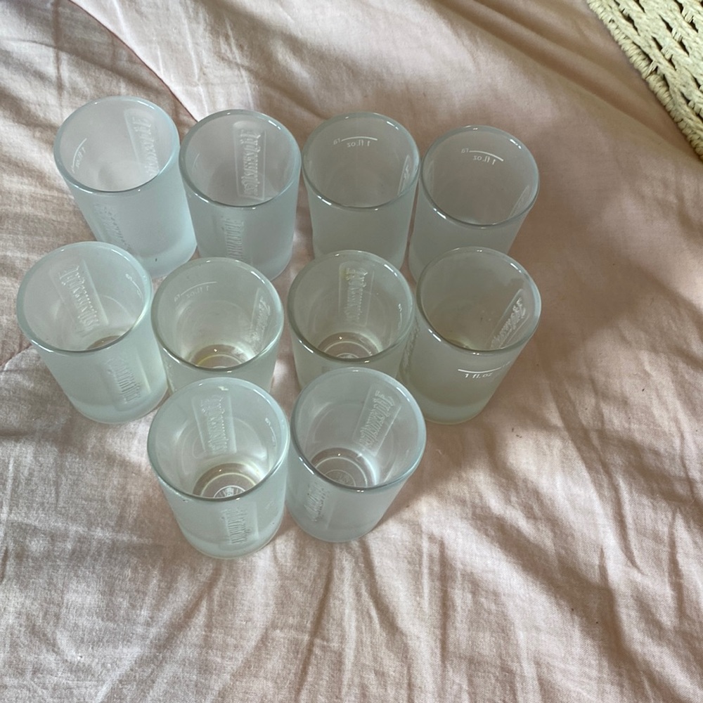 Shot glasses x10 all the same frosted 1fl oz. With German beer name